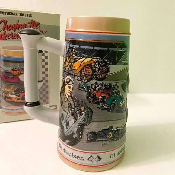 Vintage 1991 Anheuser Busch Budweiser Stein Chasing the Checkered  Flag Racing - Picture 6 of 12